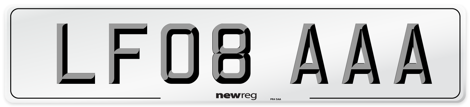 LF08 AAA Number Plate from New Reg